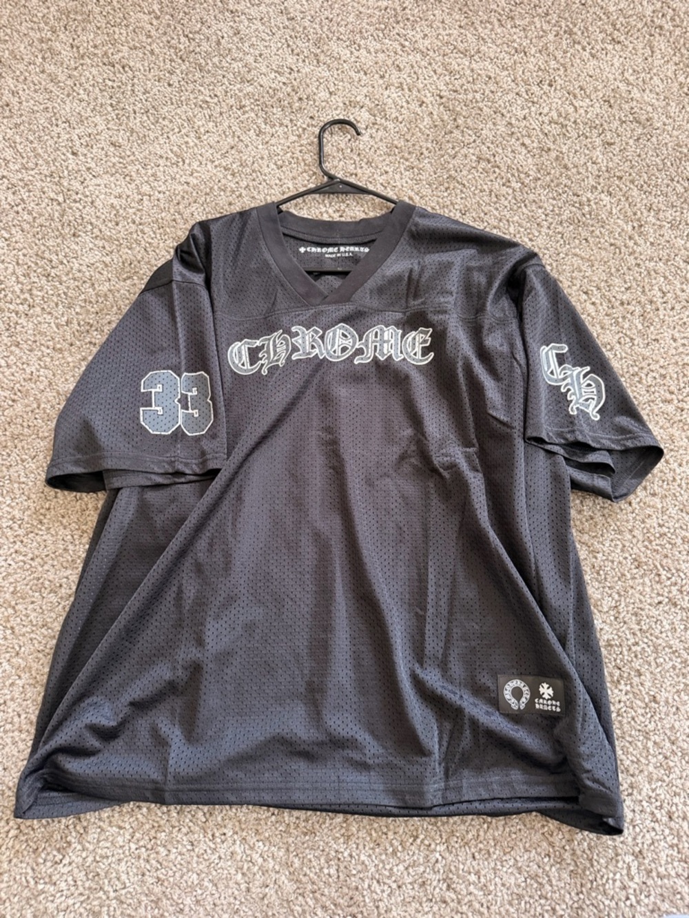 Chrome Hearts Black Mesh Jersey with White Script